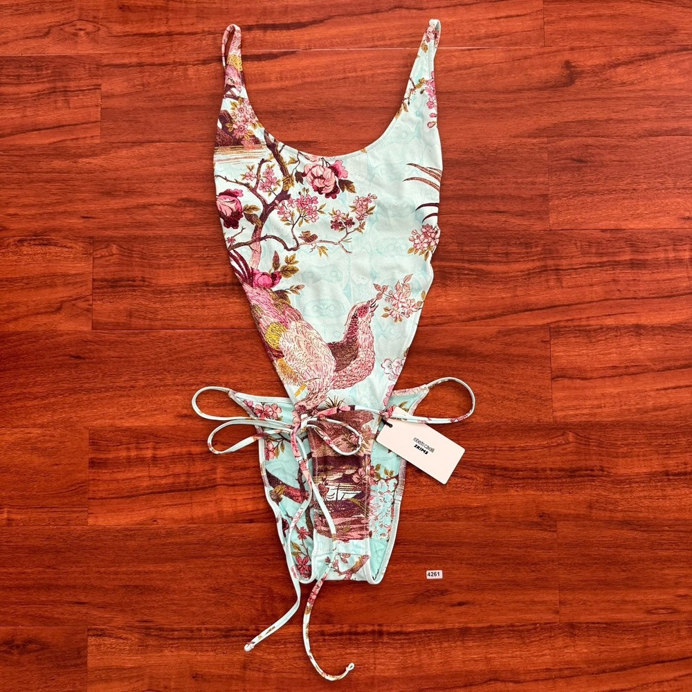 NWT ROBERTO CAVALLI X SKIMS Tie Waist One Piece IN FAGIANELLA PRINT SIZE Medium